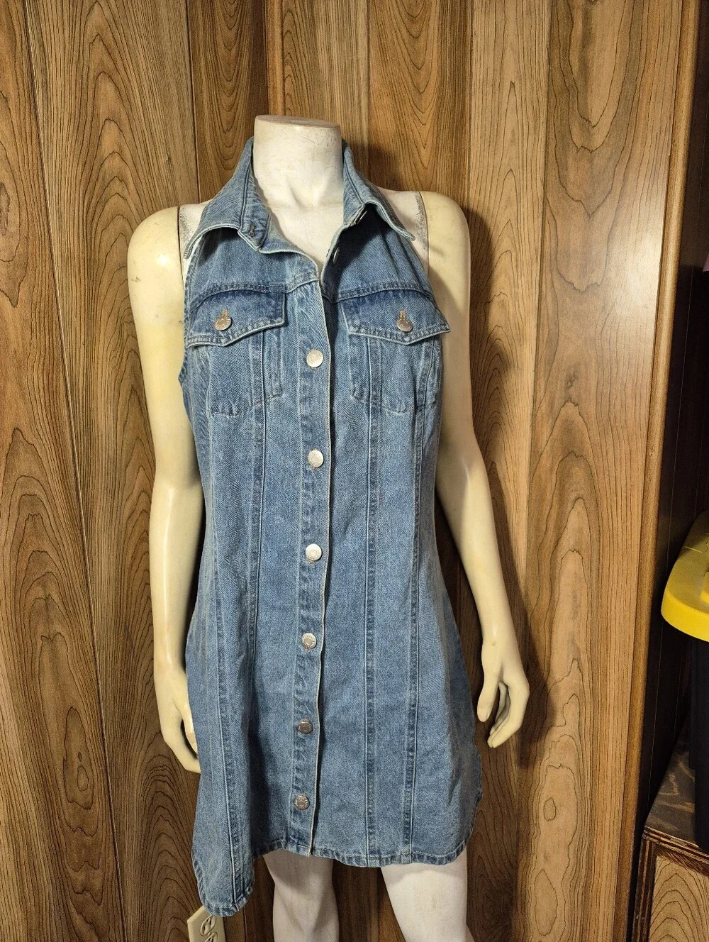 house of harlow 1960 denim dress House of Harlow 1960 Stretch Denim Midi Dress Fitted Spaghetti Strap Sz 6  Small